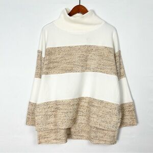 NEW Daily Practice by Anthropologie Long Sleeve Poncho Brown White Size M